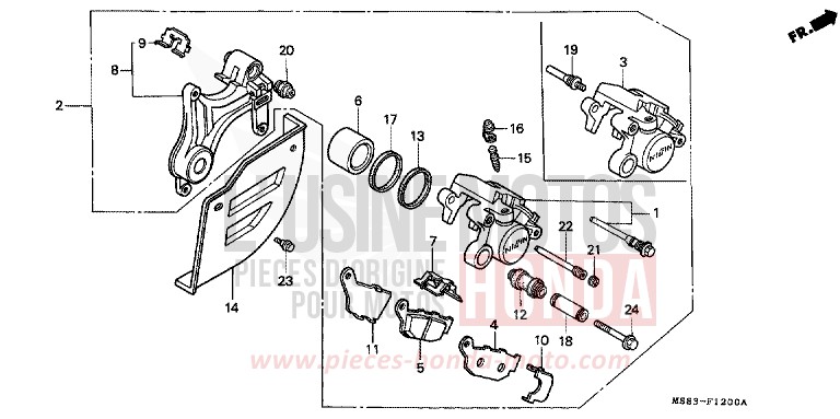 HINTERRAD-BREMSSATTEL von Africa Twin SHASTA WHITE (NH138H) von 1989